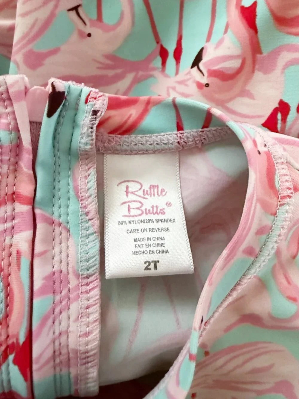 RuffleButts Swimsuit • Flamingos • 2T